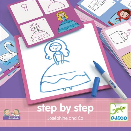 Hercegnő rajzsablon-  lépésről lépésre - Hercegnő - Step by step Joséphine and Co- Eduludo -Djeco