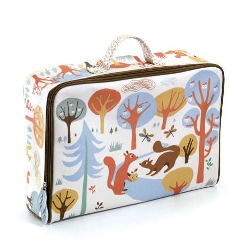 Trendi kis bőrönd gyerekeknek- Huncut mókusok - Squirrels suitcase -Djeco